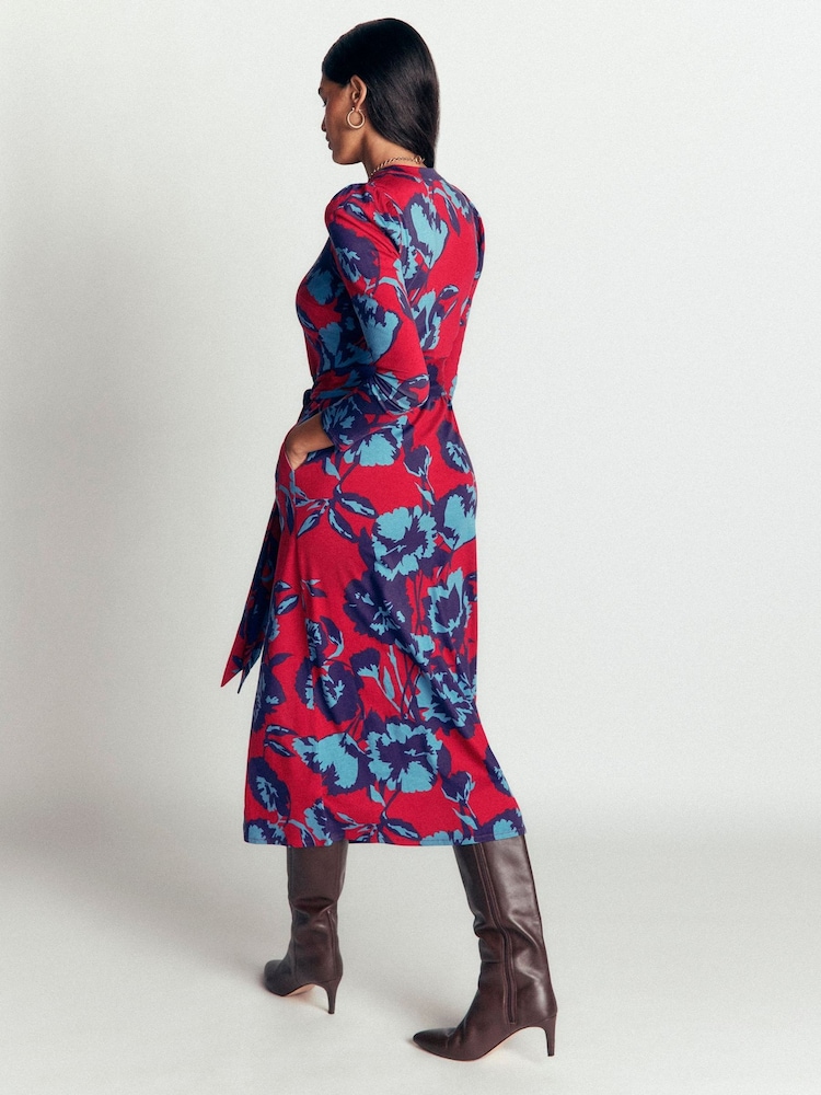 Boden Red Honor Column Jersey Midi Dress - Image 2 of 5 Boden Red Honor Column Jersey Midi Dress - Image 2 of 5