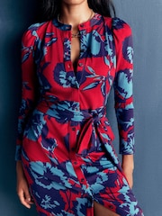 Boden Red Honor Column Jersey Midi Dress - Image 3 of 5