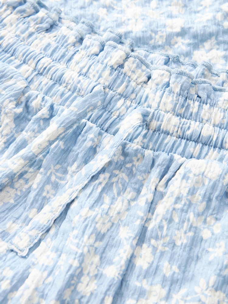 Blue/ White Floral Print Crinkle Texture Jersey Wide Leg Trousers (3-16yrs) - Image 6 of 6 Blue/ White Floral Print Crinkle Texture Jersey Wide Leg Trousers (3-16yrs) - Image 6 of 6