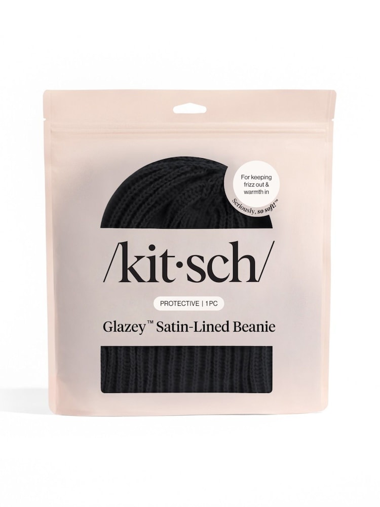 Kitsch Black Glazey™ Satin-Lined Beanie - Image 1 of 4