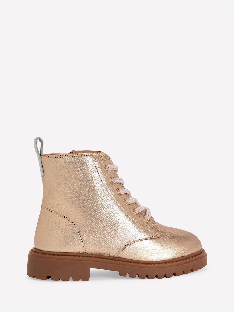 Boden Gold Lace Up Boots - Image 1 of 3 Boden Gold Lace Up Boots - Image 1 of 3
