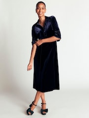 Boden Blue Etta Piping Velvet Dress - Image 4 of 5