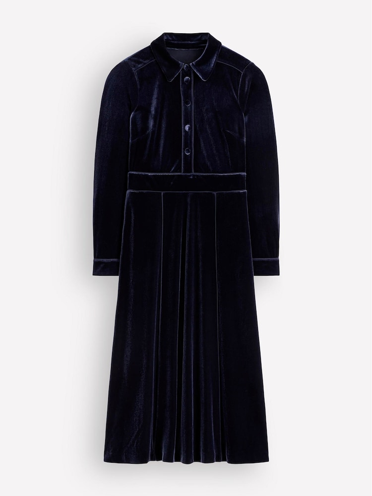 Boden Blue Etta Piping Velvet Dress - Image 5 of 5 Boden Blue Etta Piping Velvet Dress - Image 5 of 5