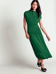 Vert - Robe longue drapée en jersey crêpe Boden - Image 1 sur 7