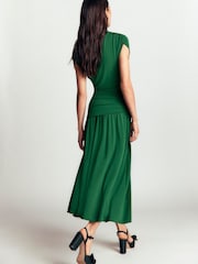 Vert - Robe longue drapée en jersey crêpe Boden - Image 3 sur 7