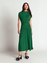 Vert - Robe longue drapée en jersey crêpe Boden - Image 4 sur 7