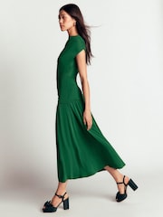 Vert - Robe longue drapée en jersey crêpe Boden - Image 5 sur 7