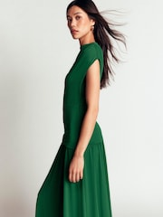 Vert - Robe longue drapée en jersey crêpe Boden - Image 6 sur 7