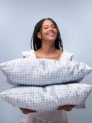 Kitsch Gingham Blue Satin Pillowcase - Image 4 of 4