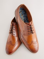 Tan Brown Wide Fit Leather Contrast Sole Brogue Shoes - Image 3 of 7