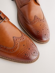 Tan Brown Wide Fit Leather Contrast Sole Brogue Shoes - Image 5 of 7