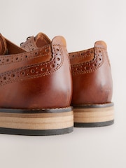 Tan Brown Wide Fit Leather Contrast Sole Brogue Shoes - Image 6 of 7