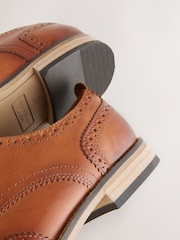Tan Brown Wide Fit Leather Contrast Sole Brogue Shoes - Image 7 of 7