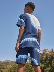 Navy Blue 100% Cotton Tie Dye T-Shirt And Shorts Set (3-16yrs) - Image 2 of 7