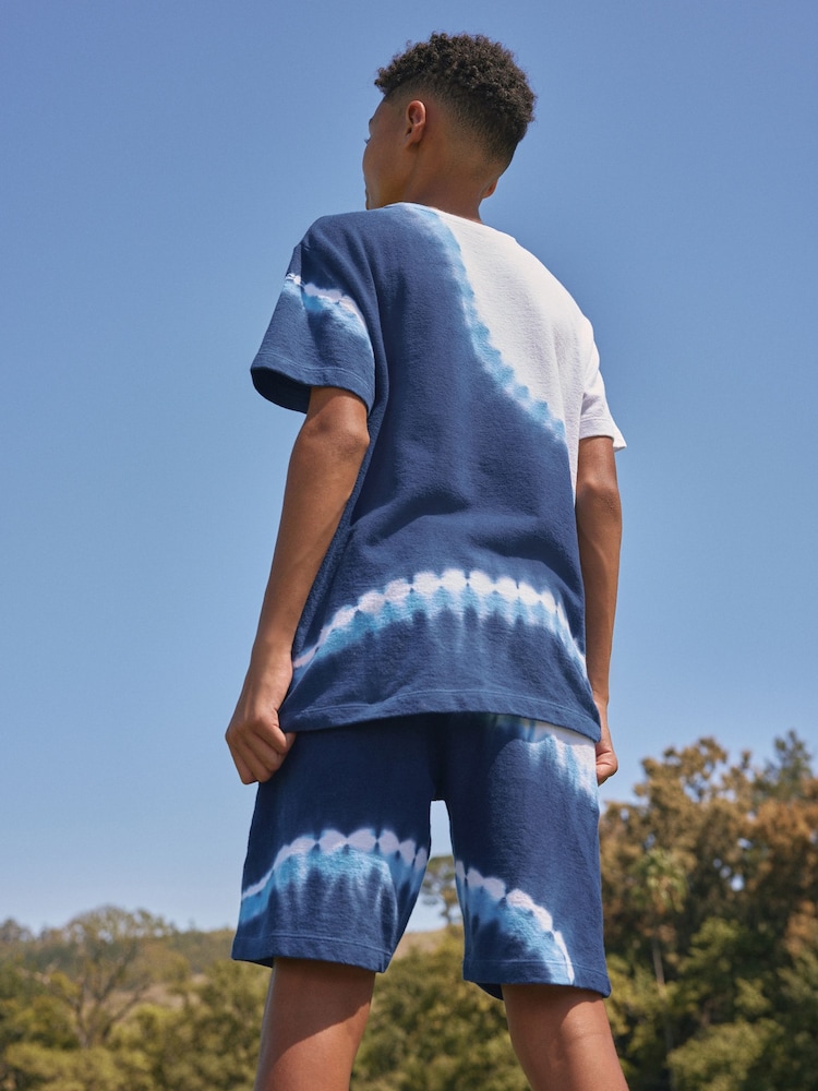 Navy Blue 100% Cotton Tie Dye T-Shirt And Shorts Set (3-16yrs) - Image 2 of 7