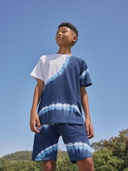 Navy Blue 100% Cotton Tie Dye T-Shirt And Shorts Set (3-16yrs) - Image 3 of 7