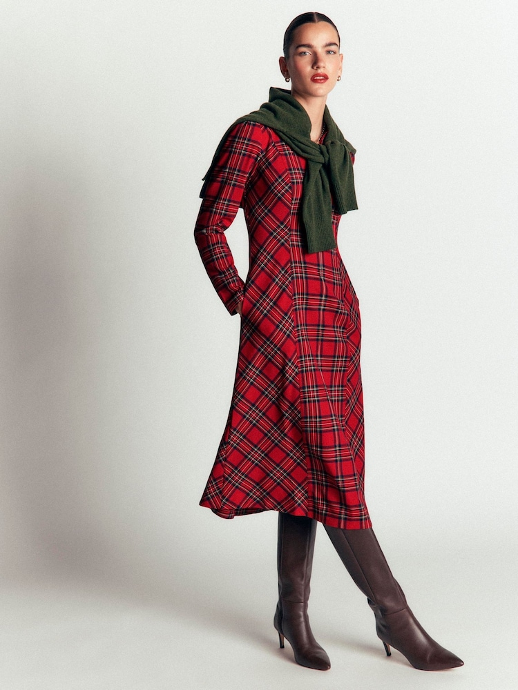 Boden Una Collared Check Midi Dress - Obraz 1 z 6 Boden Una Collared Check Midi Dress - Obraz 1 z 6