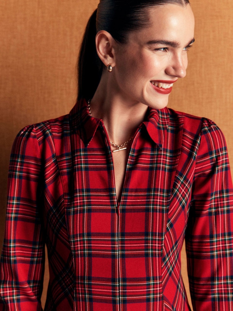 Boden Una Collared Check Midi Dress - Obraz 2 z 6 Boden Una Collared Check Midi Dress - Obraz 2 z 6