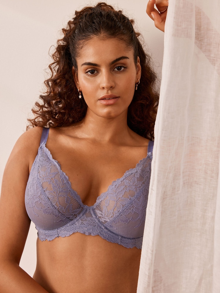 Blue/White Non Pad Plunge DD+ Lace Bras 2 Pack - Image 2 of 8