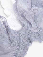 Blue/White Non Pad Plunge DD+ Lace Bras 2 Pack - Image 8 of 8
