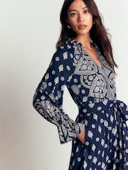Boden Blue Blouson Tiered Jersey Dress - Image 2 of 6