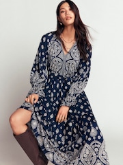 Boden Blue Blouson Tiered Jersey Dress - Image 5 of 6