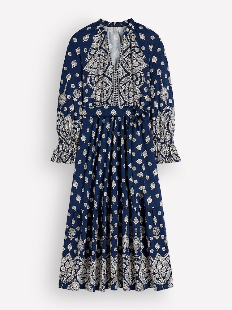 Boden Blue Blouson Tiered Jersey Dress - Image 6 of 6 Boden Blue Blouson Tiered Jersey Dress - Image 6 of 6