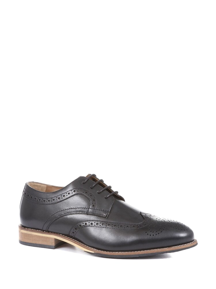 Pavers Wide Fit Leather Black Brogues - Image 2 of 5