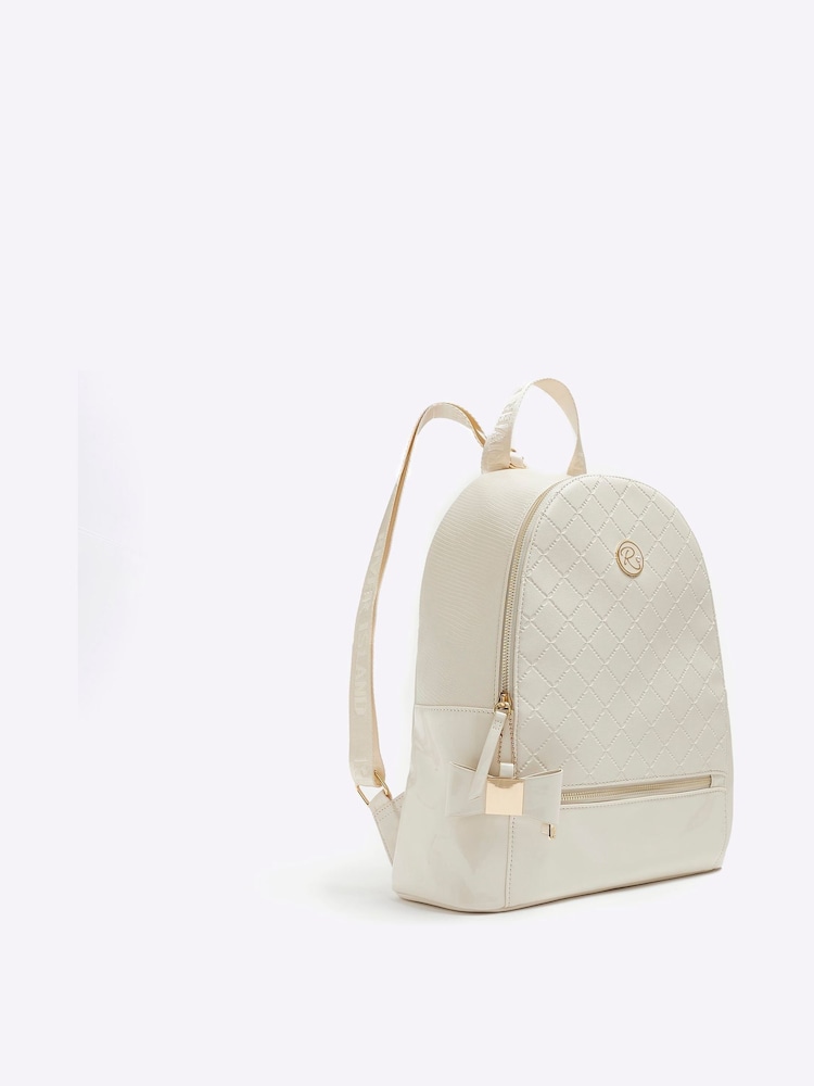 River Island Cream Girls Embossed Bow Backpack - Image 2 of 5