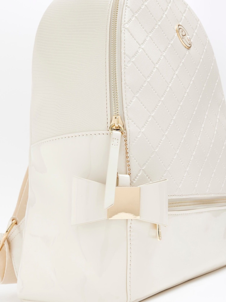 River Island Cream Girls Embossed Bow Backpack - Image 5 of 5