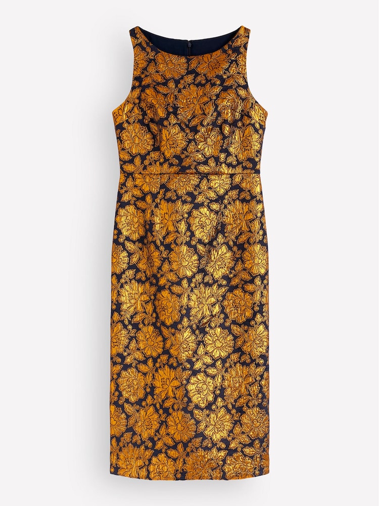 Boden Gold Jacquard Boat Neck Dress - Image 5 of 5 Boden Gold Jacquard Boat Neck Dress - Image 5 of 5