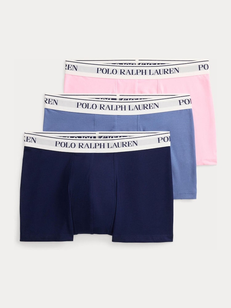 Polo Ralph Lauren Navy Blue/Slate Blue/Pink Classic Trunks 3 Pack - Image 1 of 6