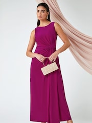 Roman Purple Plain Stretch Drape Maxi Dress - Image 1 of 5