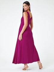 Roman Purple Plain Stretch Drape Maxi Dress - Image 2 of 5