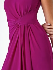 Roman Purple Plain Stretch Drape Maxi Dress - Image 5 of 5