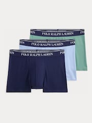 Polo Ralph Lauren Navy Blue/Sky Blue/Sage Green Classic Trunks 3 Pack - Image 1 of 6