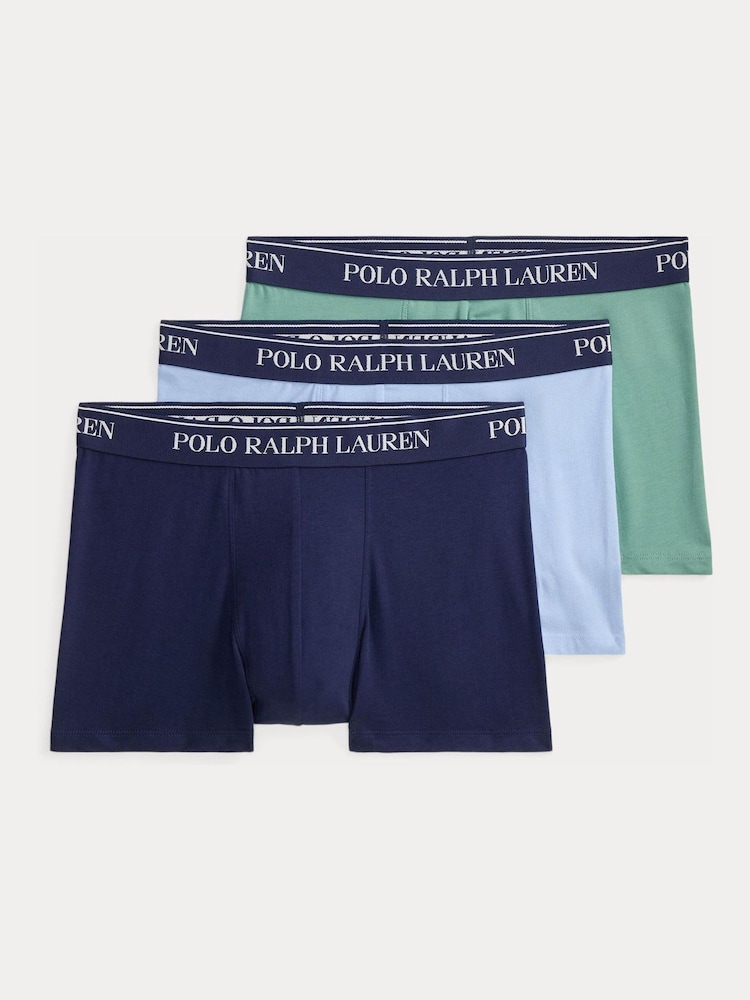 Polo Ralph Lauren Navy Blue/Sky Blue/Sage Green Classic Trunks 3 Pack - Image 1 of 6