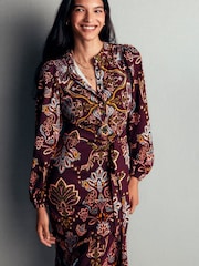 Boden Purple Eli Belted Jersey Midi Dress - Image 1 of 5