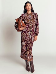 Boden Purple Eli Belted Jersey Midi Dress - Image 4 of 5