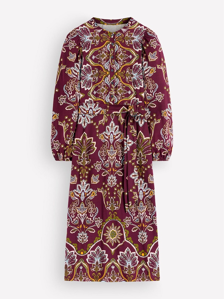 Boden Purple Eli Belted Jersey Midi Dress - Image 5 of 5 Boden Purple Eli Belted Jersey Midi Dress - Image 5 of 5