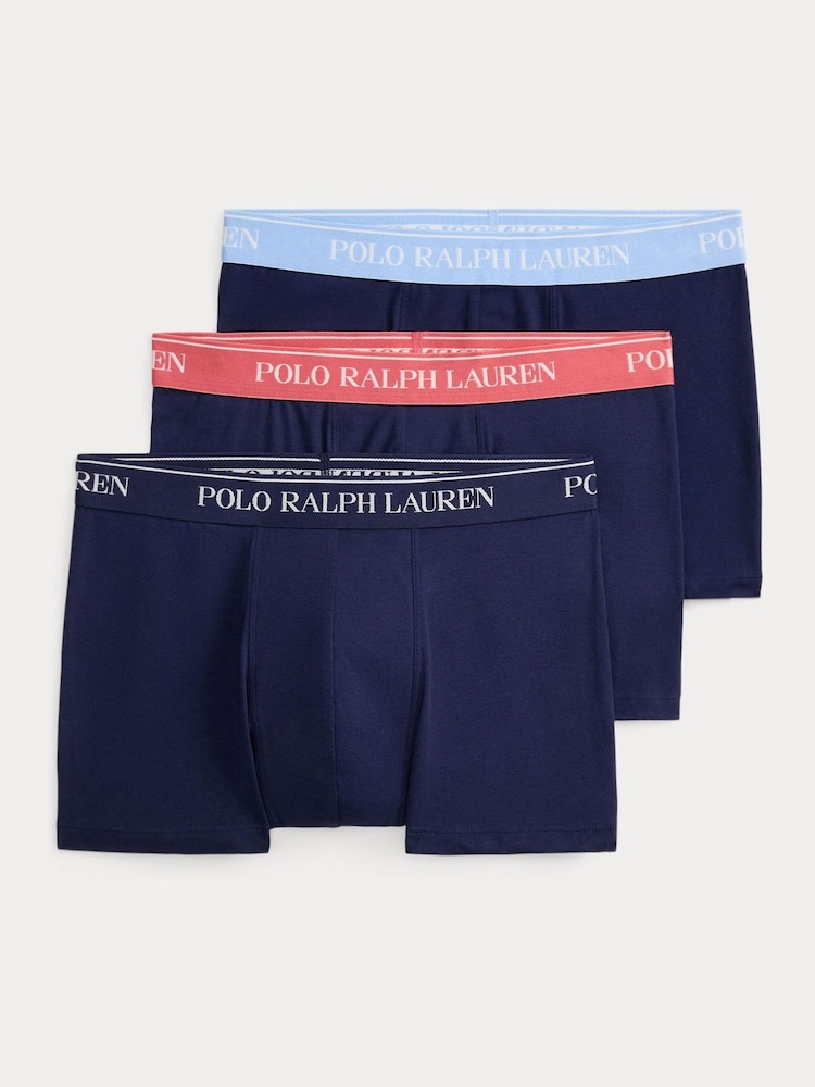Polo Ralph Lauren Navy Blue/Coral Pink/Sky Blue Classic Trunks 3 Pack - Image 1 of 6