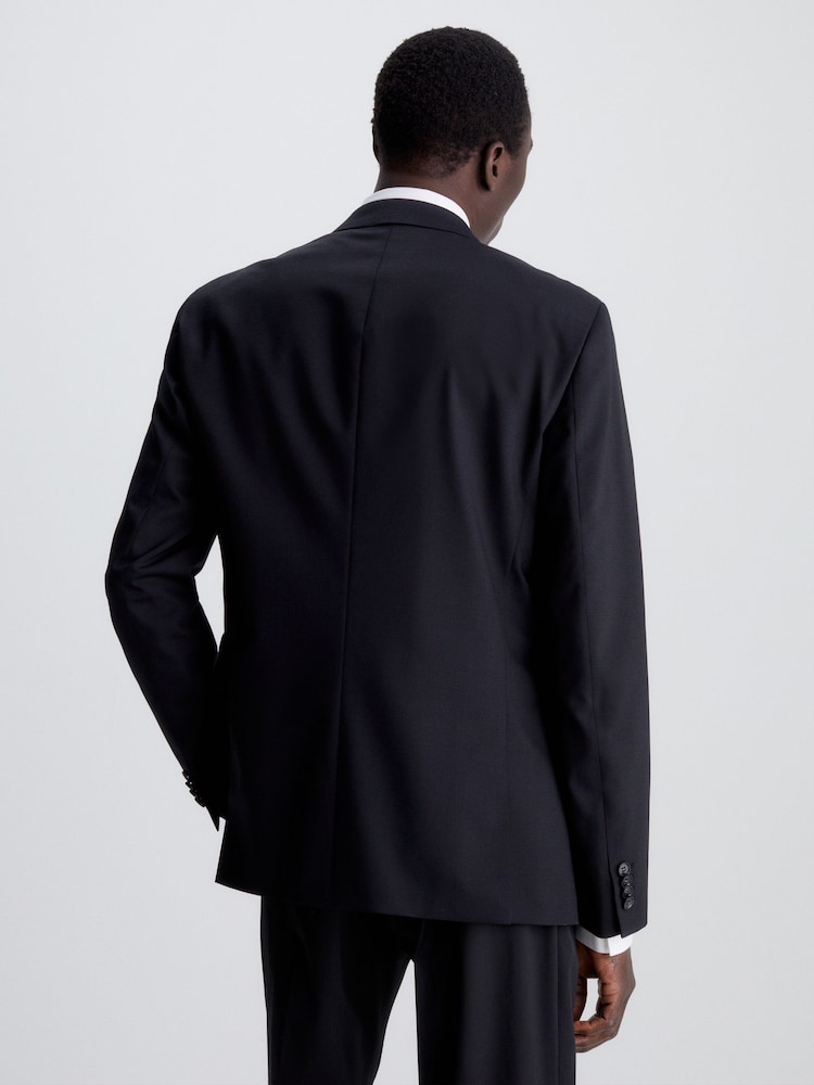 Calvin Klein Black Stretch Wool Slim Blazer - Image 2 of 5 Calvin Klein Black Stretch Wool Slim Blazer - Image 2 of 5