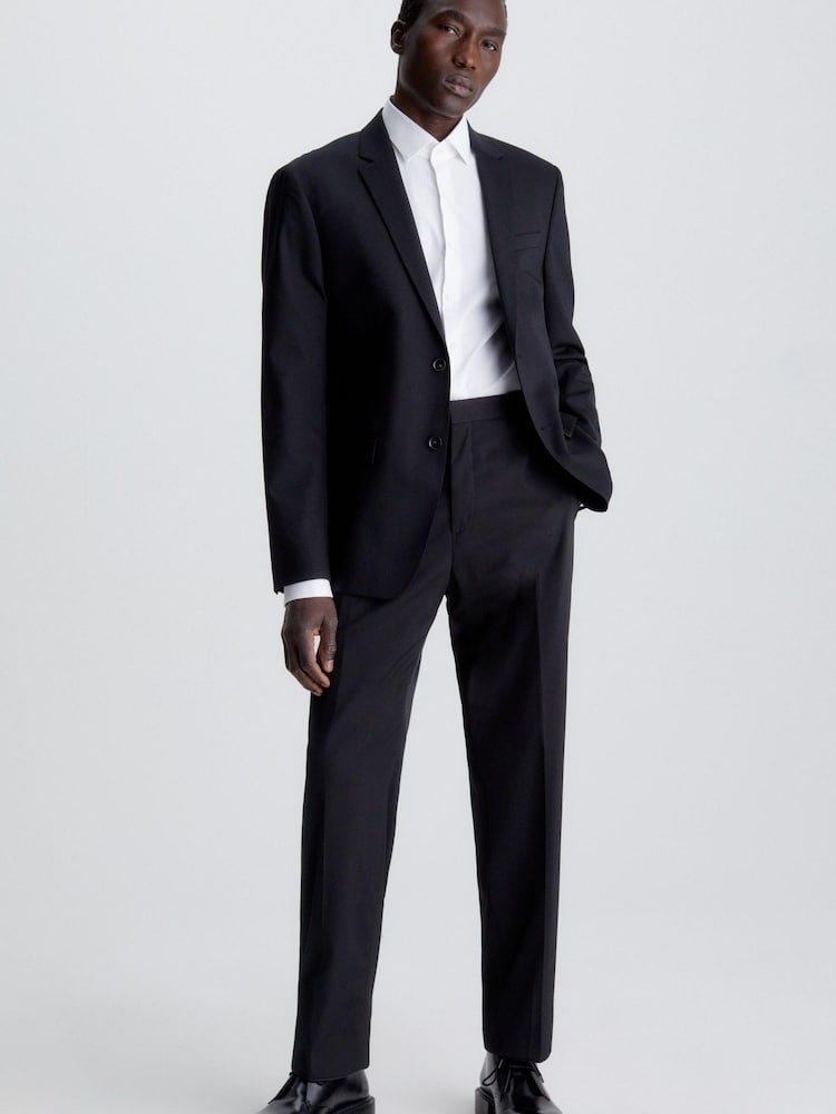 Calvin Klein Black Stretch Wool Slim Blazer - Image 3 of 5