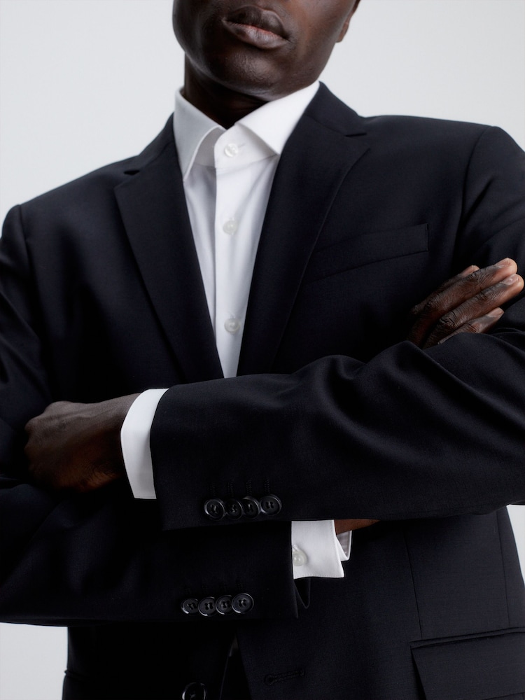 Calvin Klein Black Stretch Wool Slim Blazer - Image 4 of 5