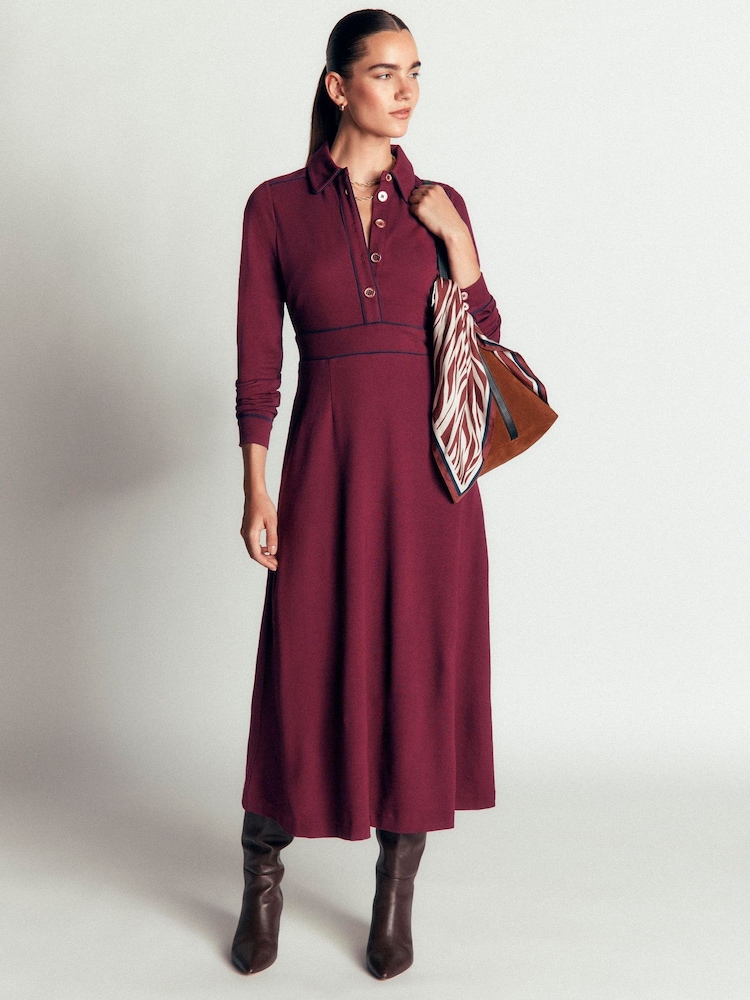 Boden Purple Etta Piping Detail Ponte Dress - Image 1 of 5