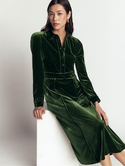 Boden Green Etta Piping Velvet Dress - Image 1 of 3