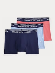 Polo Ralph Lauren Navy Blue/Sky Blue/Coral Pink Classic Trunks 3 Pack - Image 1 of 6