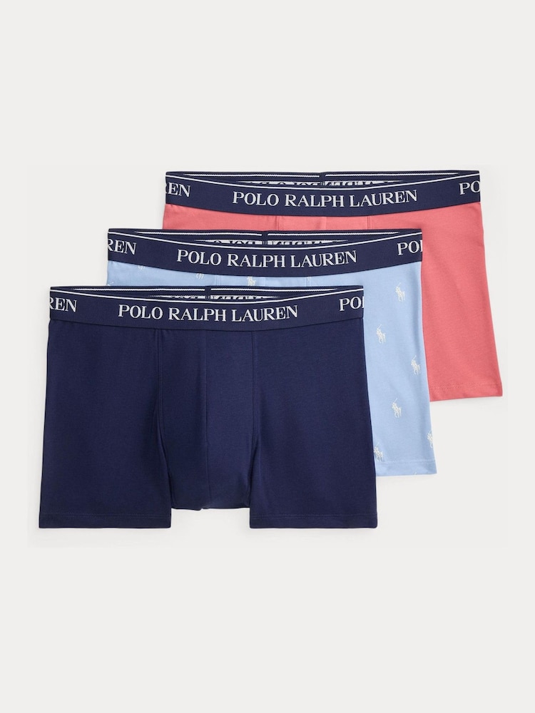 Polo Ralph Lauren Navy Blue/Sky Blue/Coral Pink Classic Trunks 3 Pack - Image 1 of 6