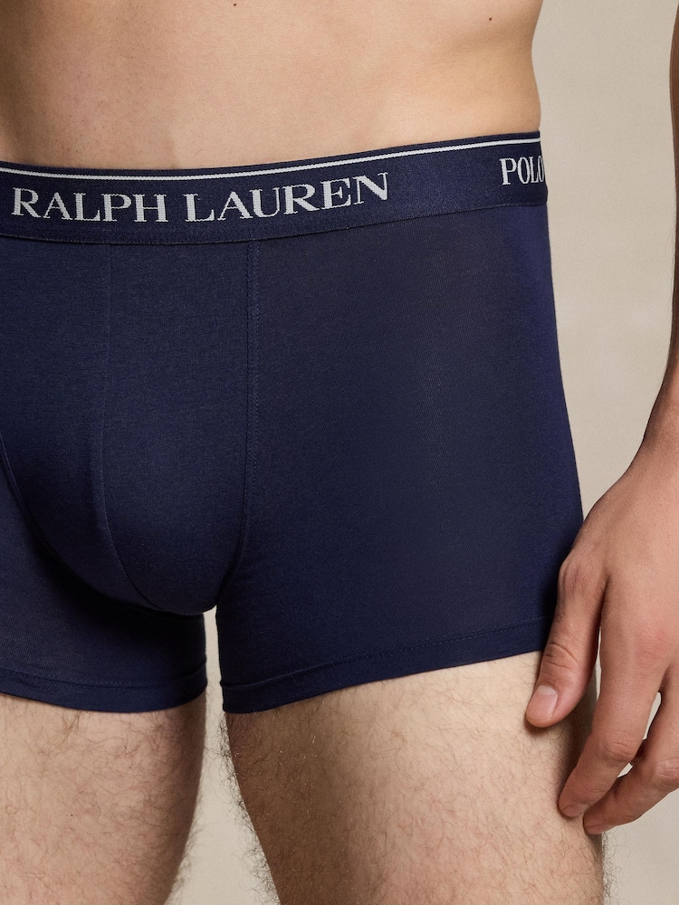 Polo Ralph Lauren Navy Blue/Sky Blue/Coral Pink Classic Trunks 3 Pack - Image 6 of 6