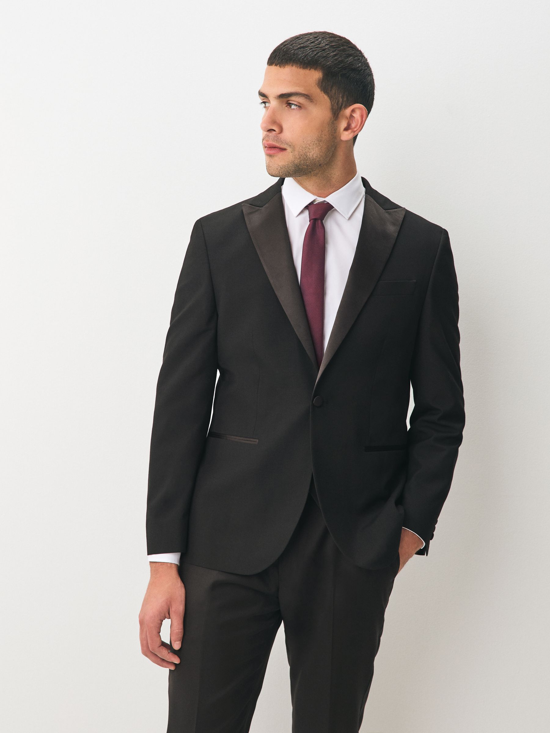 Black Regular Fit Tuxedo Suit Jacket